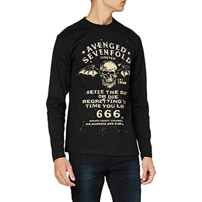 Image of Avenged Sevenfold T Shirt Sieze The Day Logo Official Dip Dye Black Long Sleeve XL