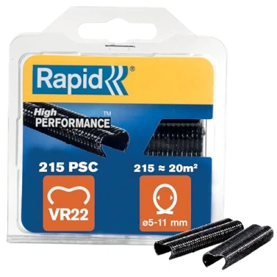 Image of Rapid VR22 Galvanized Fence Hogrings with Black PET Coating, Suitable for 5 11 mm Netting Wire, Ideal Securing Cages and Fencing, 215 Pieces, Blister (40108804)