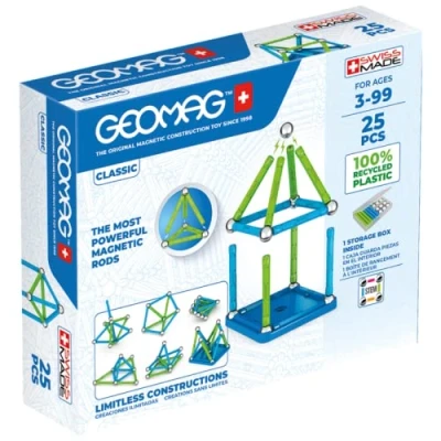 Image of Geomag Classic 25 Pieces Magnetic Construction for Children Green Collection 100 Percent Recycled Plastic Educational Toys