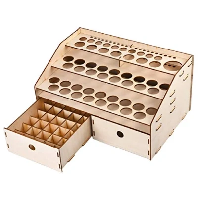 Image of Reapyyt DIY Wooden Organizer Paint Bottles Display Rack Brushes Holder Stand Storage Model Tool