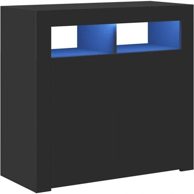 Image of vidaXL Sideboard with LED Lights Black 80x35x75 cm