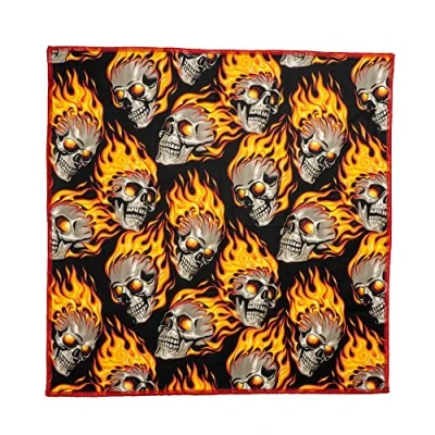 Image of Skulls on Fire Flames Bandana