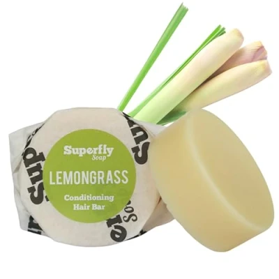 Image of Solid Hair Conditioner Bar with Lemongrass, Handmade and vegan friendly. Naturally derived ingredients. For oily normal hair. By Superfly Soap.