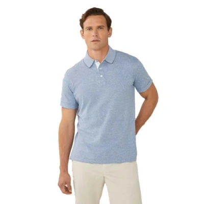 Image of Hackett London Men&#039;s Cott Linen Filafil Polo, Blue (Chambray Blue), 3XL