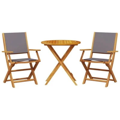 Image of vidaXL 3 Piece Bistro Set Anthracite Fabric and Solid Wood