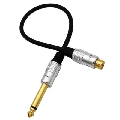 Image of Halokny 6.35mm to RCA, RCA Female 1/4 Mono TS Cable Gold Plated Male Audio Interconnect 1.6Feet/0.5M (6.35 1.6Ft/0.5M)