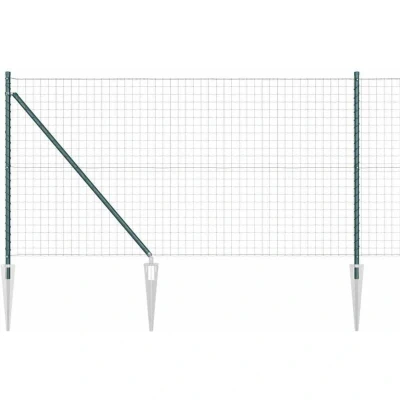 Image of vidaXL Euro Fence with 7 Spike Posts 1x10 m Galvanised Steel Green