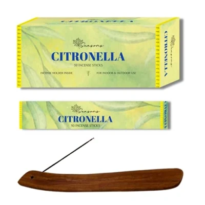 Image of RMTL 50 Citronella Incense Sticks For Home, Kitchen, Outdoors, etc With Holder Keep bugs away