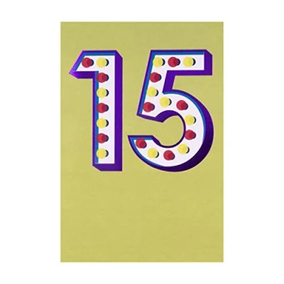Image of Hallmark 15th Birthday Card Contemporary Foil Number Design