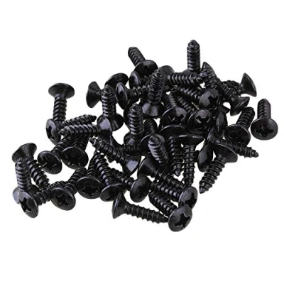 Image of Yibuy Black Guitar Bass Screws Parts for Scratchplates Pickguard Pack of 50