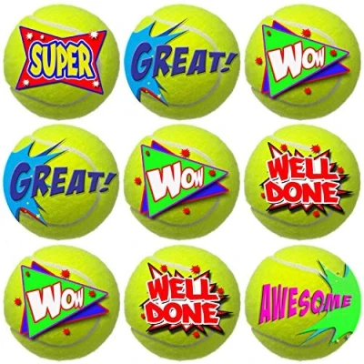 Image of 144 Tennis Praise Words 30 mm Reward Stickers for School Teachers, Parents
