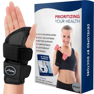Image of Dr. Arthritis Doctor Developed Comfy,Lightweight,Wrist Support Strap Brace Hand Support, Perfect fit for Right Hand, Men and Women Single, Black