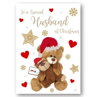 Image of Second Ave Husband Bear Heart Christmas Xmas Holiday Festive Greetings Card