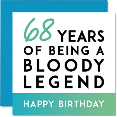 Image of Funny 68th Birthday Card for Men Women Being A Legend Sixty Eight Eighth Happy Him Her Mum Dad Grandad Nanny Grandma Uncle, 145mm x Joke Gifts Humour Greeting Cards