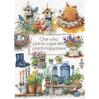 Image of Luca S Cross Stitch Kit Garden Plants, B2424, Counted for Adults, Needlecraft and Embroidery