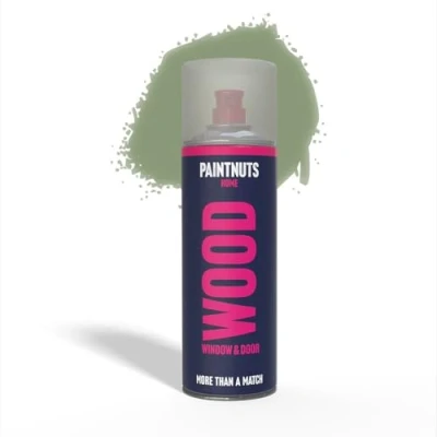 Image of PaintNuts Wood Window &amp; Door Paint RAL 6021 PALE GREEN Satin 400ml Spray Can