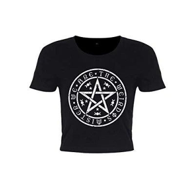 Image of Grindstore Women&#039;s We are The Weirdos Mister Pentagram Black Crop Top