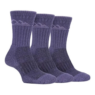 Image of Storm Bloc 3 Pairs Ladies Cushion Sole Breathable Comfort Outdoor Cotton Rich Hiking Boot Socks (4 8 uk, SBLS030PUR)