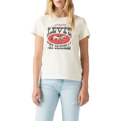 Image of Levi&#039;s THE Perfect TEE Print Tshirt, Women&#039;s, Size: Small, horse poster sugar swizzle