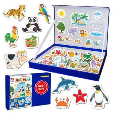 Image of MAGDUM Fridge Magnets for Toddlers Big Animal Magnetic Book 75 Kids Refrigerator Educational Toy Gift Boys or Girls