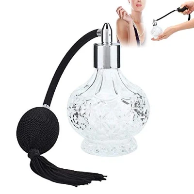 Image of Perfume Atomizer, Vintage Bottle, Glass Spray Atomizer Crystal Art Style Reusable Empty with Tassel (90ml)