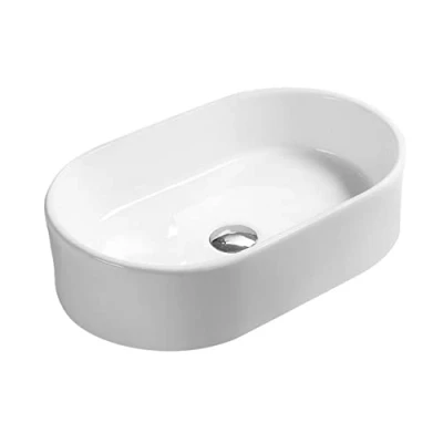 Image of Hudson Reed NBV169 Modern Bathroom Round Countertop Vessel Sink Basin, 145mm x 565mm 350mm, White