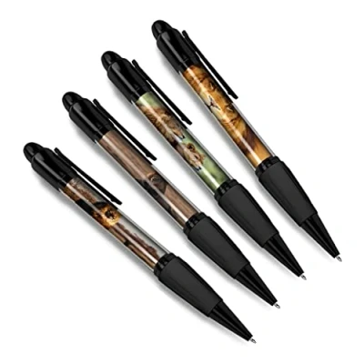 Image of DV DESIGN Set of 4 Lion Black Ballpoint Pens Mane Animal Nature Wildlife Wild Travel Portrait Boys Girls Men Women Theme Pen #79462