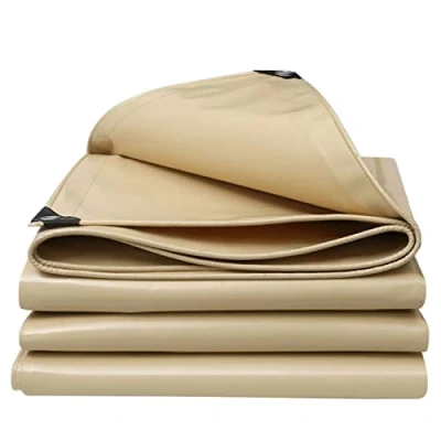 Image of Beige Heavy Duty Tarpaulin Waterproof 4x4m 0.45mm Thick Tarp Cover Sheet for Furniture Camping Garden Ground Canopy Tent with Eyelets (Size : 3x4m)