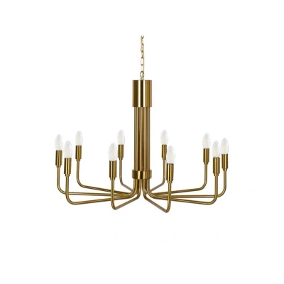 Image of Lindby chandelier Elanova, brass, 10 bulb, Ø 80 cm, E14