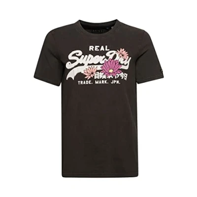 Image of Superdry Women&#039;s Vl Narrative Tee Shirt, Vintage Black, 10