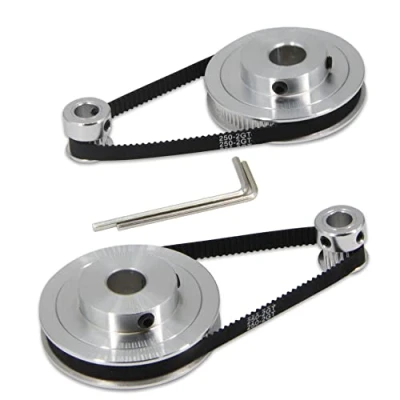 Image of Zeberoxyz 2PCS Set GT2 Synchronous Wheel 20&amp;80 Teeth 10mm Bore Aluminum Timing Pulley with Length 250mm Width 6mm Belt (20 80T 10B 6)
