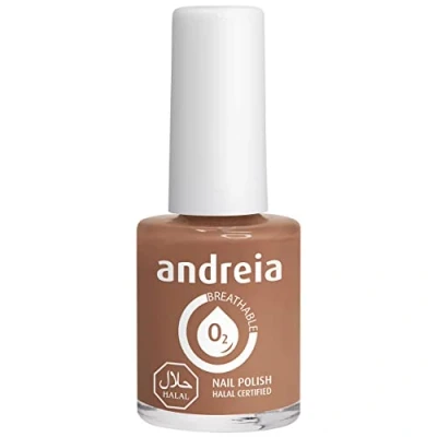 Image of Andreia Halal Breathable Nail Polish Water Permeable Glossy Vegan and Cruelty Free Colour B18 Nude Brown 10.5 ml