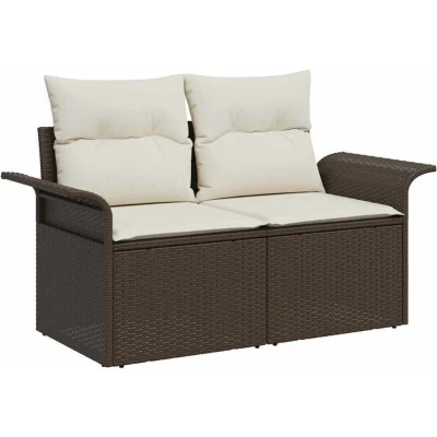 Image of vidaXL 5 Piece Garden Sofa Set with Cushions Brown Poly Rattan