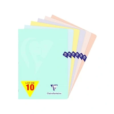 Image of Clairefontaine 308166Cpack Pack of 10 Mimesys PASTEL Stapled Notebooks A4 21 x 29.7 cm 96 Lined Pages White Paper 90 g Polypropylene Opaque Covers Assorted Random Colours