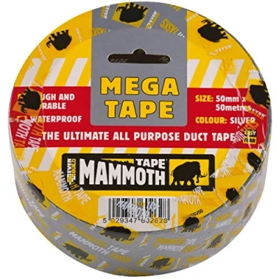 Image of Everbuild Tough and Durable Mammoth Mega Duct Tape for PVC Sheets, High Low Velocity Work 50mm x 50m Silver