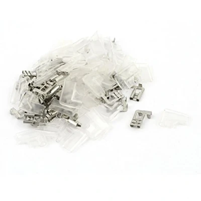 Image of sourcing map 50pcs Flag 6.3mm Crimp Wire Terminal Female Spade Connector + Case