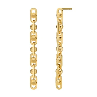 Image of Michael Kors Women&#039;s Premium Astor Link Gold Tone Sterling Silver Drop Earrings, MKC171000710
