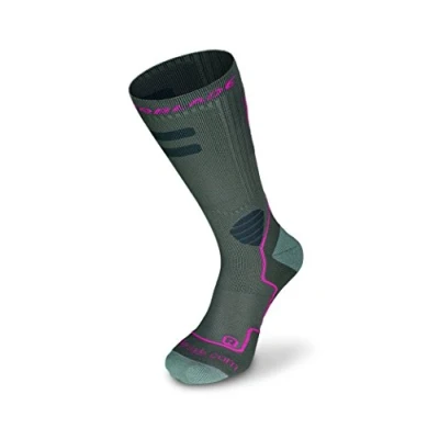 Image of Rollerblade High Performance Women&#039;s Socks, Inline Skating, Multi Sport, Dark Grey and Pink, Small