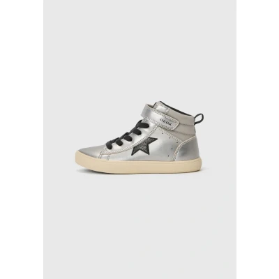 Image of Geox J GISLI GIRL girls&#039;s Children&#039;s Shoes (High top Trainers) in Silver