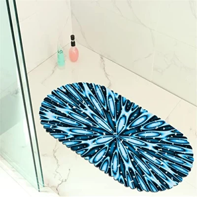 Image of Non Slip Bathtub Shower Mat with Suction Cups Flower Print Bathroom Mats Safety Bath for Children Elderly