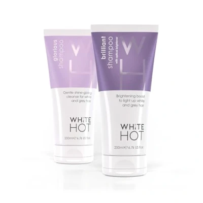 Image of white Hot Cleanse Duo: Brilliant shampoo &amp; Glorious 200ml, brightening boost and shine for grey hair, purple