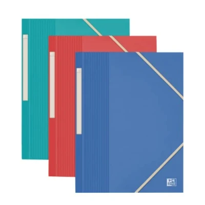 Image of OXFORD Set of 3 Folders with Flaps School Life Recycled A4 Elastic Cover Polypropylene Assorted Colours