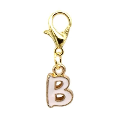 Image of JewelleryJoy Clip On A Z Alphabet Initial Letters Pink Gold Charms Pendant for Bracelet Necklace in Organza Gift Bag (B)