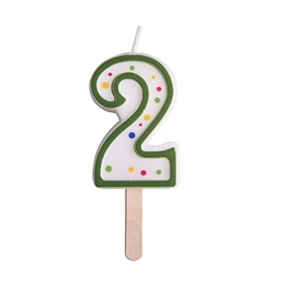 Image of PME Green Number 2 Candle, Small Size,4.3 cm