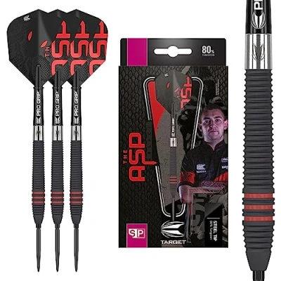 Image of TARGET Darts Nathan Aspinall The Asp Black 22G 80% Tungsten Swiss Point Steel Tip Set