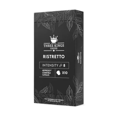 Image of 100 Pcs Three Kings Coffee Capsules Compatible with Nespresso Decaf Pods for Machines Ristretto Blend