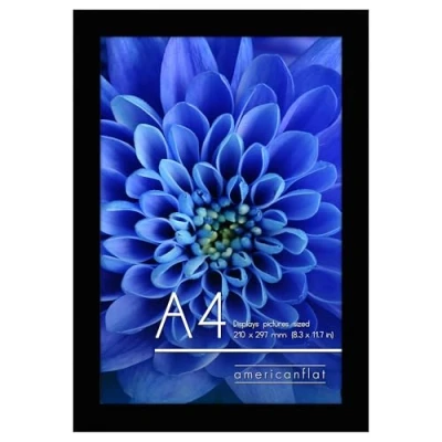 Image of Americanflat A4 Picture Frame in Black Engineered Wood with Shatter Resistant Glass Horizontal and Vertical Formats for Wall Tabletop 21x29.7 cm