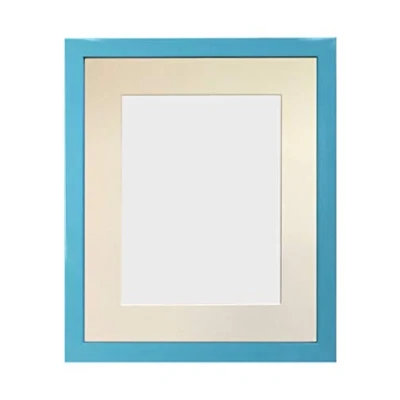 Image of FRAMES BY POST 0.75 Inch Blue Picture Photo Frame with Ivory Mount 45 x 30 cm Image Size 14 8 Plastic Glass, MDF