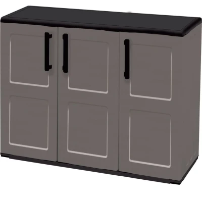 Image of Utility Cupboard; 3 Doors; 1 Shelf; Two Tone Grey