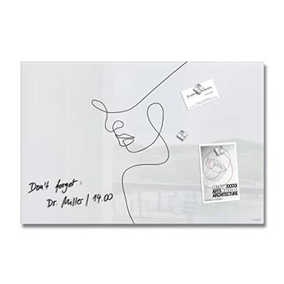Image of SIGEL GL395 Premium Glass magnetic Board, glossy surface, 60 x 40 cm, easy mounting, super White Artverum